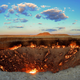 The crater fire named "Gates of Hell" is seen near Darvaza, Turkmenistan, with flames burning throughout.